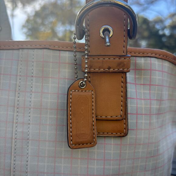 VTG Coach Tattersall Twill Tote Creed L04Q-1823 mini tote shoulder bag - Picture 4 of 10